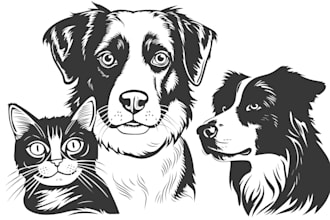 draw awesome pet line art in 24 hours