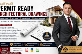 architect city permit drawing plan blueprint in autocad florida ohio california