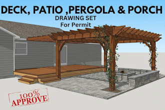 design deck drawing set or the permit home improvement, building house addition