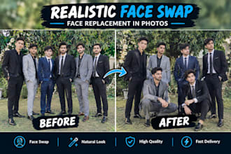do realistic face swap and face replacement in photos