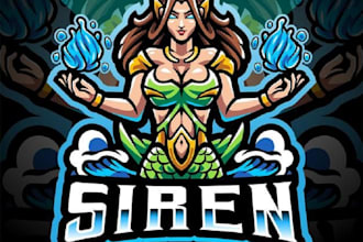do high quality mermaid mascot logo with t shirt design