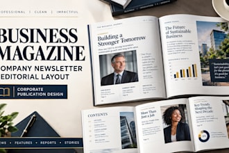 design business magazine, company newsletter and editoritorial layout