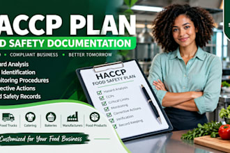 create haccp, food safety plans for restaurants, catering and food businesses