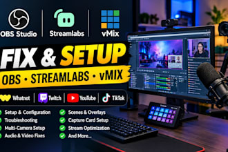 setup or fix obs studio, streamlabs and vmix for whatnot twitch, youtube, tiktok