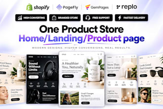design or clone shopify landing page, product landing page with replo, gempages