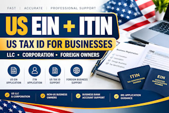 get US ein, itin and tax id for US and foreign business llc