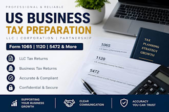prepare US llc tax return, business tax, 1065, 1120 and 5472