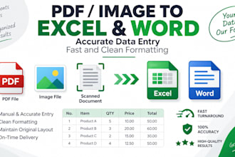 convert PDF images and scanned documents to excel or world