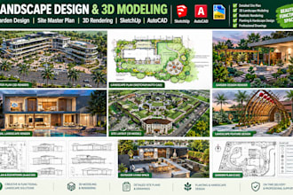 3d landscape design garden modeling site master plan rendering sketch up autocad