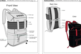 design fashion bag tech pack and backpack prototype sample for manufacturing