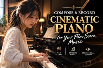 compose and record cinematic piano for your film score, music