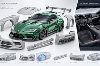 do 3d car modeling, custom body kit, widebody and automotive design