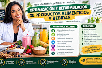optimizaré y reformularé tu producto alimenticio o bebida