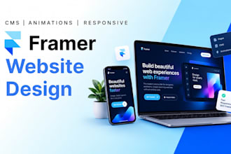 design and develop a framer website with cms and animations