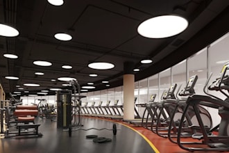 design 3d cgi gym layout, fitness center, gym house, wellness center