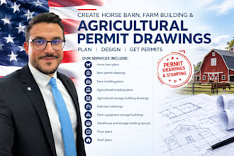 create horse barn, farm building and agricultural permit drawings