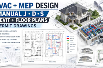 do hvac, manual jds, mep, revit architecture and floor plan for city permit