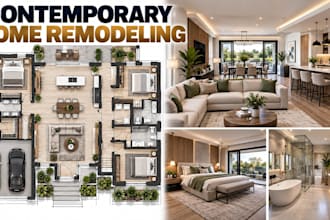 create contemporary home remodeling visualization with detailed 3d views