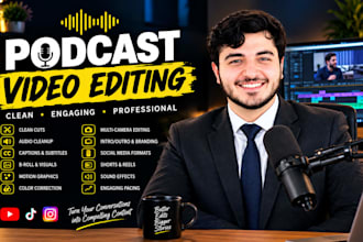 edit your podcast for youtube and soical media with motion graphics
