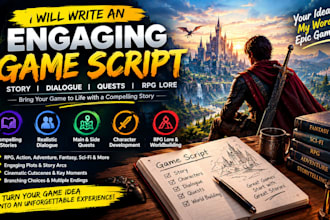 write engaging game script stories dialogue quest and rpg lore