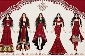 create a custom fashion illustration and pattern design