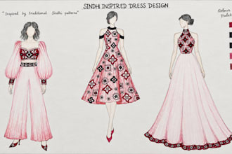 create a custom fashion illustration and pattern design
