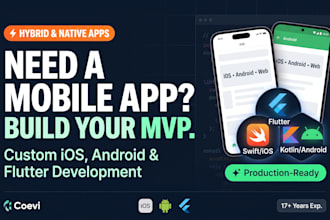 develop a custom mobile app mvp for ios, android, or flutter