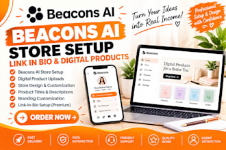 set up your beacons ai store, digital products and link in bio