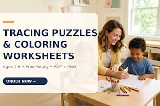 create fun preschool worksheets with tracing puzzles and coloring pages