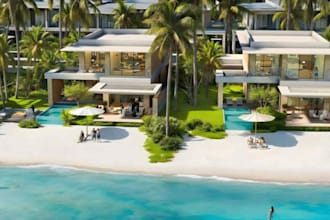 do luxury 3d beach house or hotel design