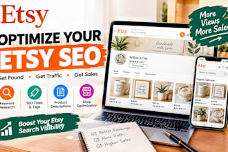 optimize etsy shop seo, product listings, tags, titles and search visibility