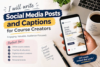 write social media posts and captions for course creators