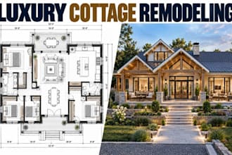 design luxury cottage remodeling plans with detailed 3d views
