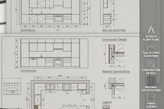 create detailed kitchen cabinet designs and technical drawings