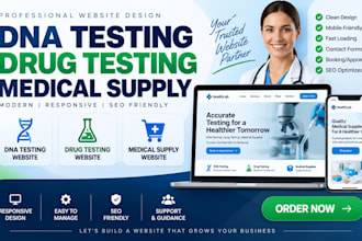 design dna testing website, medical supply website and drug testing website