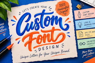 do custom unique font design, typography for your brand in otf ttf
