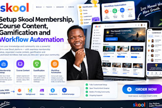 setup skool membership, course content, gamification and workflow automation
