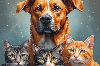 paint dog, cats, whatever pet portrait with watercolor