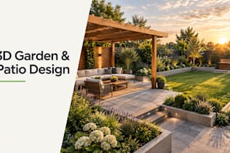 create 3d garden and patio designs, landscape rendering and backyard design
