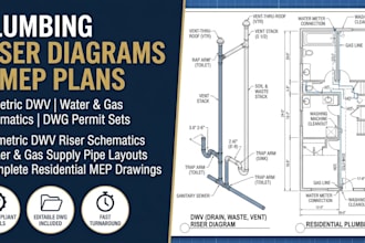 draft plumbing riser diagram dwg residential mep plan and isometric dwv