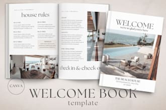 design a well luxury airbnb welcome book, house manual and guest guide in canva