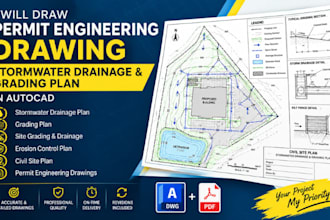 draw permit engineering drawing stormwater drainage and grading plan in autocad
