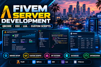develop custom fivem server, qbcore, esx lua scripts rp systems and integrations