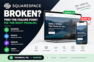 fix squarespace website bugs, errors, mobile, CSS and technical issues