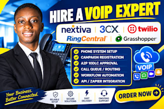 setup nextiva 3cx twilio ivr ringcentral grasshopper voip a2p 10dlc phone system