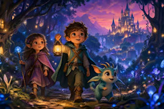 create fantasy and fairy tale childrens book illustrations book