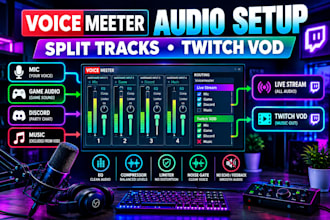 set up voicemeeter, audio routing, and split tracks for twitch vods
