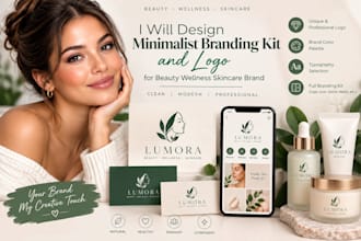 design minimalist branding kit and logo for beauty, wellness, or skincare brand
