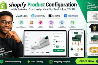 shopify product configuration with zakeke customily kickflip teeinblue 2d 3d