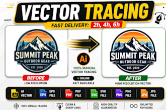 edit ai image and logo, text editing, flaw fixing, upscale, tracing, png, jpeg